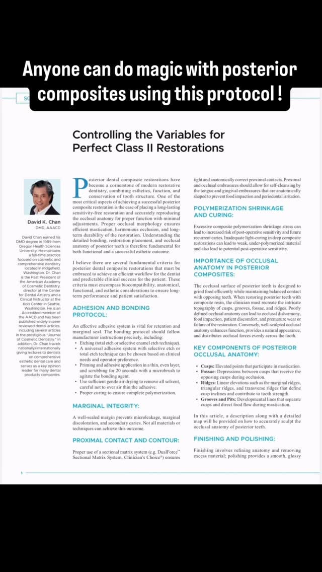 Post 5 by Dr. David K. Chan, DMD, AAACD on Instagram (video)