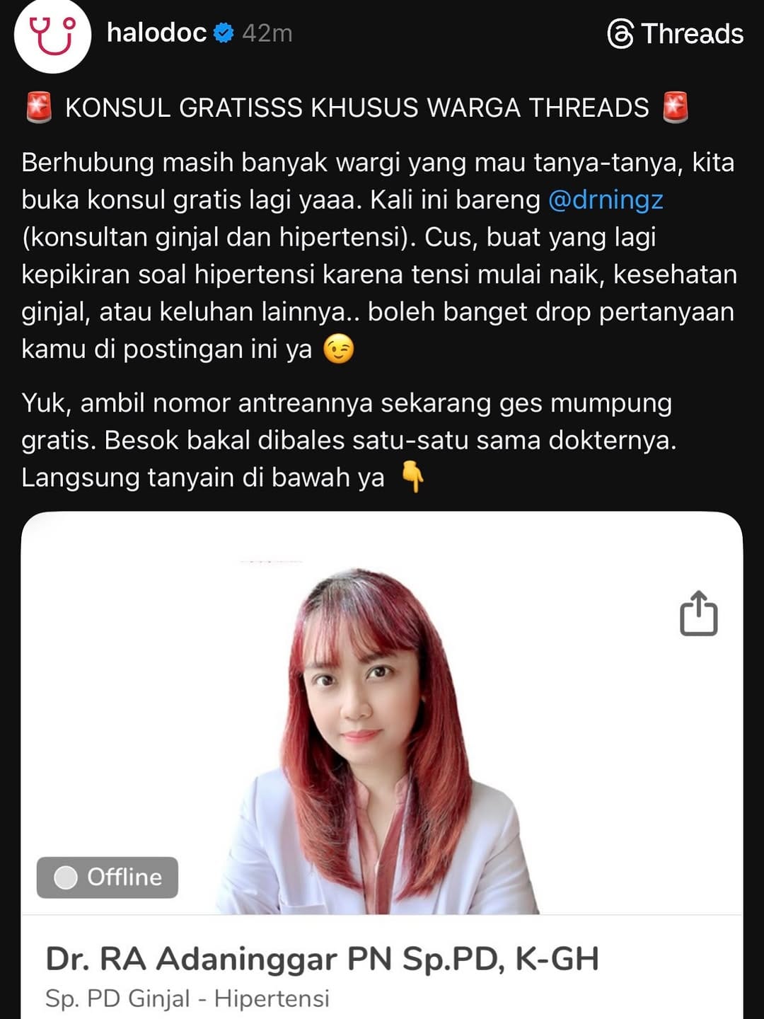 Post 5 by dr Ningz / Health-comm on Instagram (image)