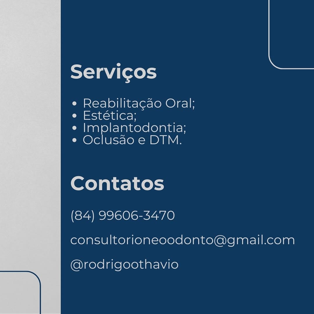 Post 10 by Dr. Rodrigo Othávio - Esp. em Reabilitação Oral on Instagram (image)
