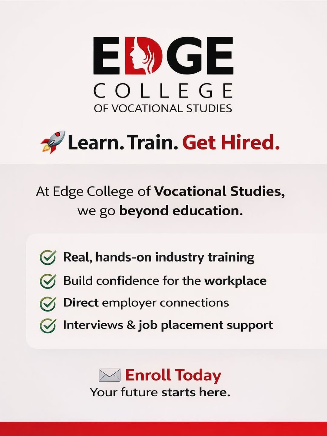 Post 8 by Edge College of Vocational Studies on Instagram (image)