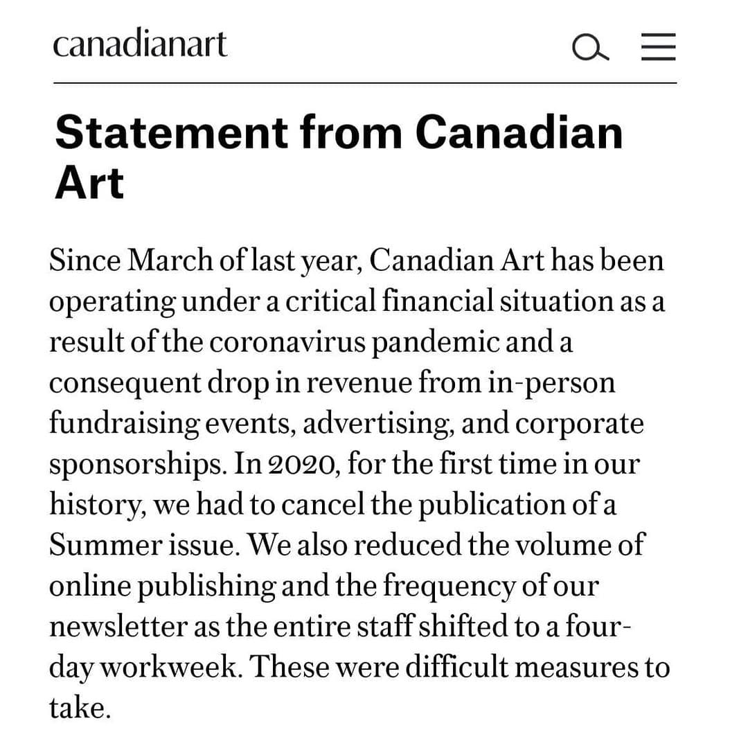 Post 2 by Canadian Art on Instagram (carousel)