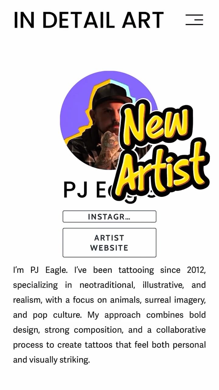 Post 1 by PJ Eagle - Tattoo Artist/ Visual Artist on Instagram (video)