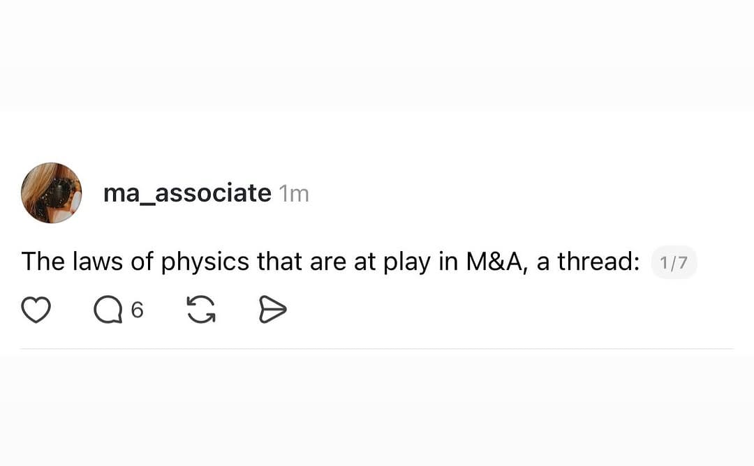 Post 6 by M&A Associate on Instagram (carousel)