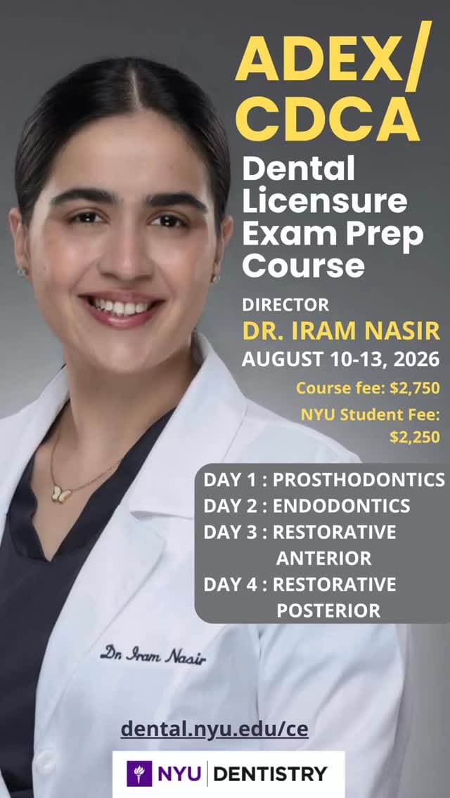 Post 8 by NYU Continuing Dental Education Program on Instagram (video)