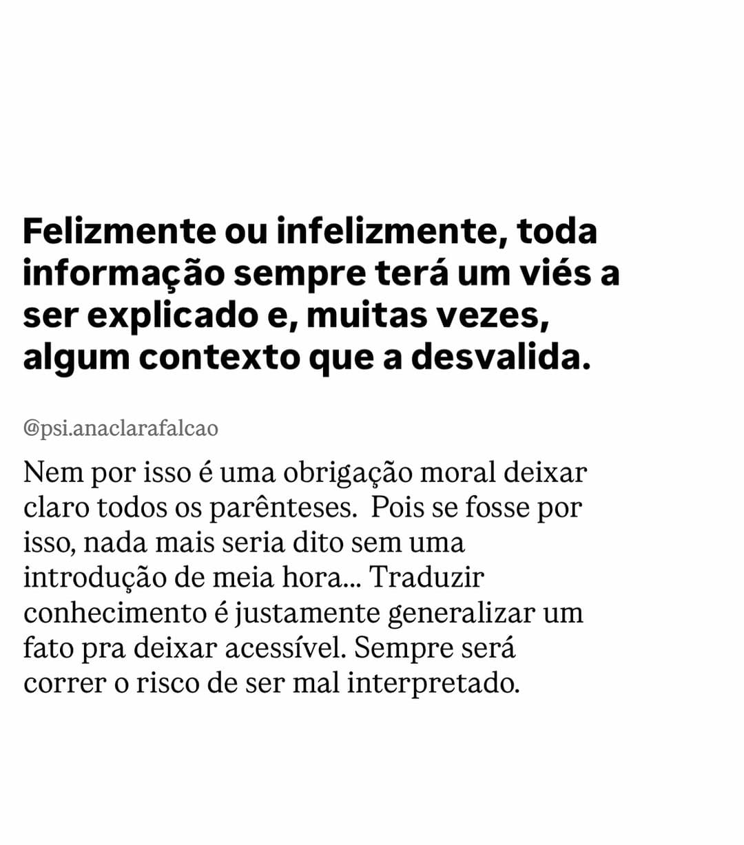 Post 6 by Ana Clara Falcão O. Almeida | Neurosciências on Instagram (image)