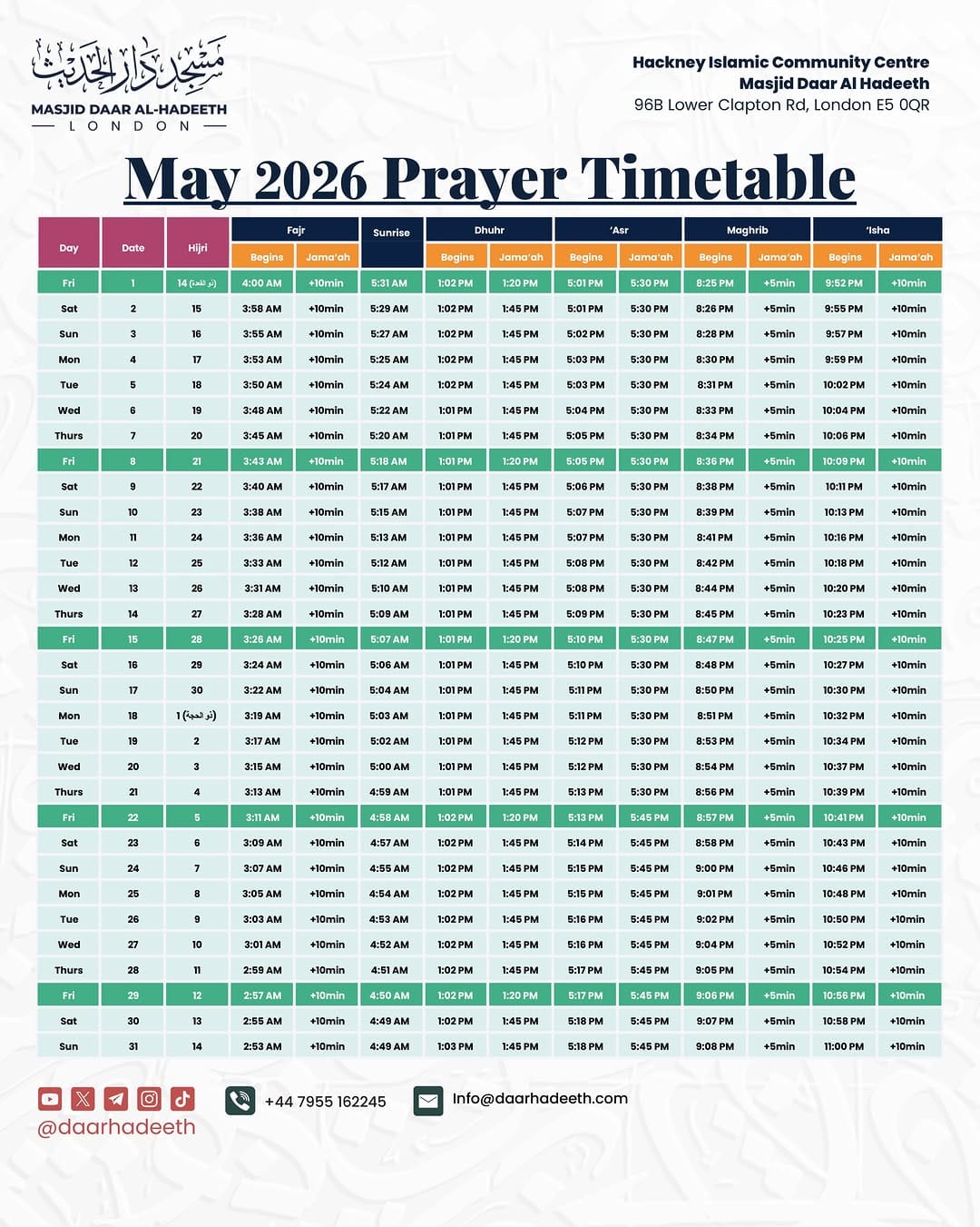 Post 5 by Masjid Daar Al-Hadeeth on Instagram (carousel)