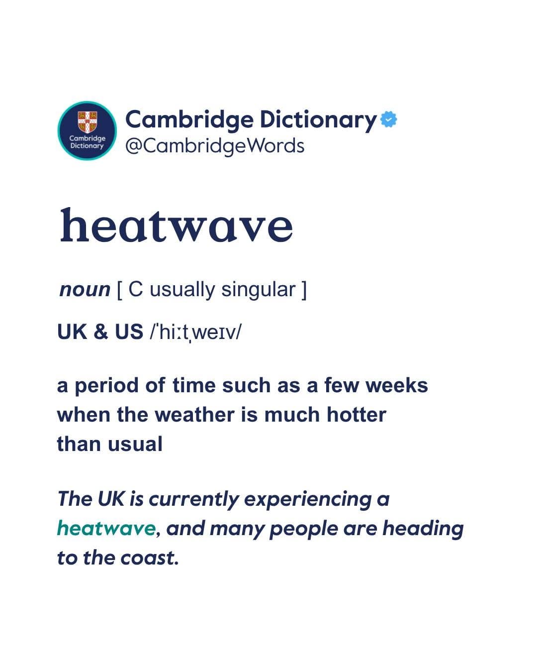 Post 8 by Cambridge Dictionary on Instagram (image)