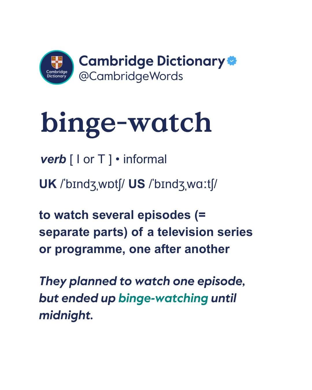 Post 6 by Cambridge Dictionary on Instagram (image)