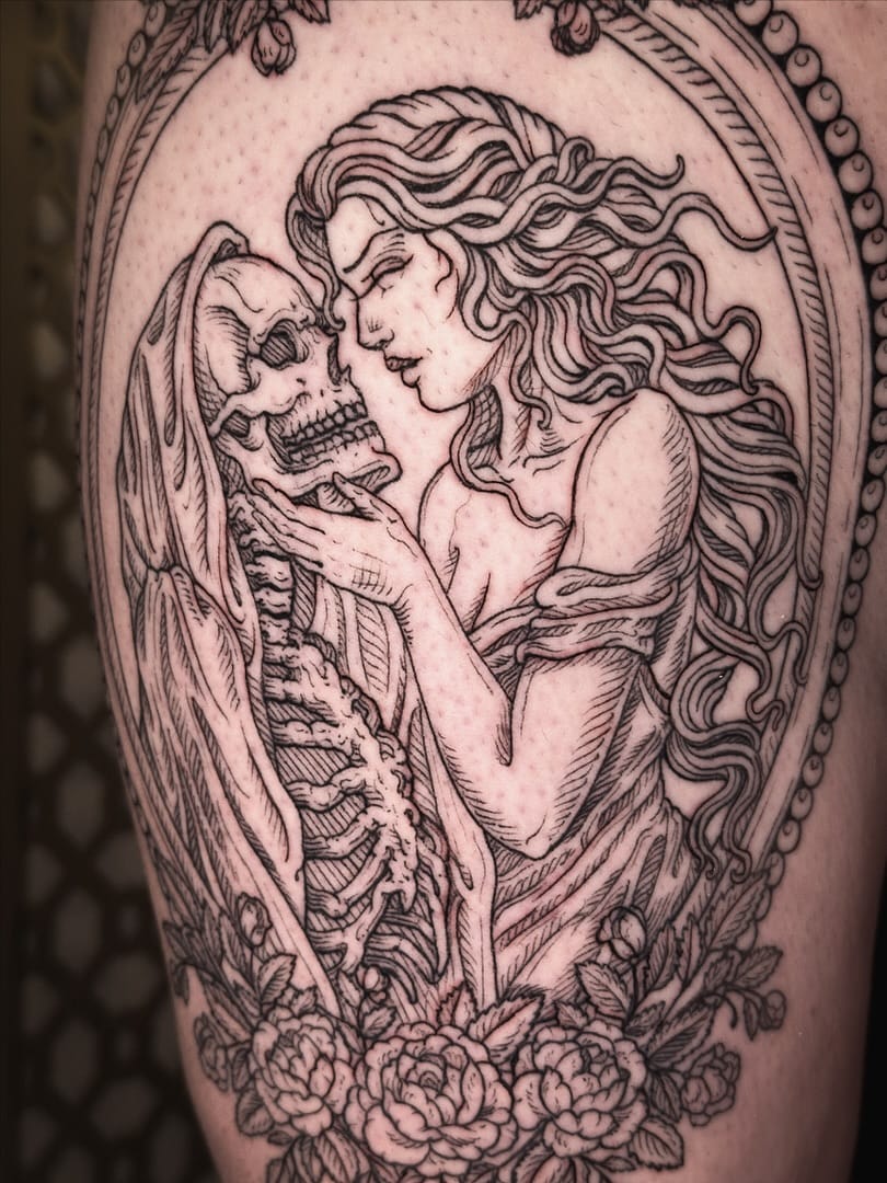 Post 9 by Stacey Sykes | Etching & Gothic Tattoos | Melbourne on Instagram (carousel)