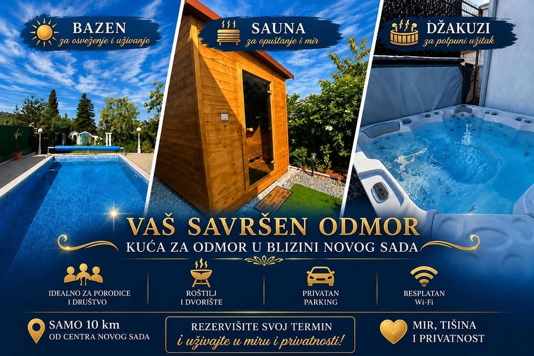 Post 3 by VILA SANTORINI- NOVI SAD/ House with swimming pool, sauna on Instagram (image)