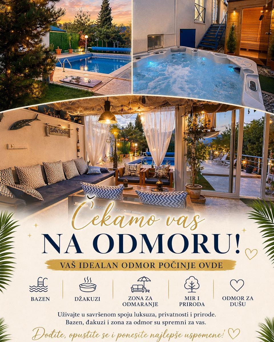 Post 2 by VILA SANTORINI- NOVI SAD/ House with swimming pool, sauna on Instagram (image)