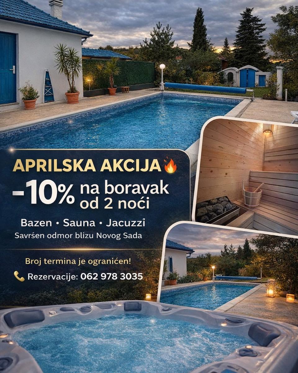 Post 8 by VILA SANTORINI- NOVI SAD/ House with swimming pool, sauna on Instagram (image)
