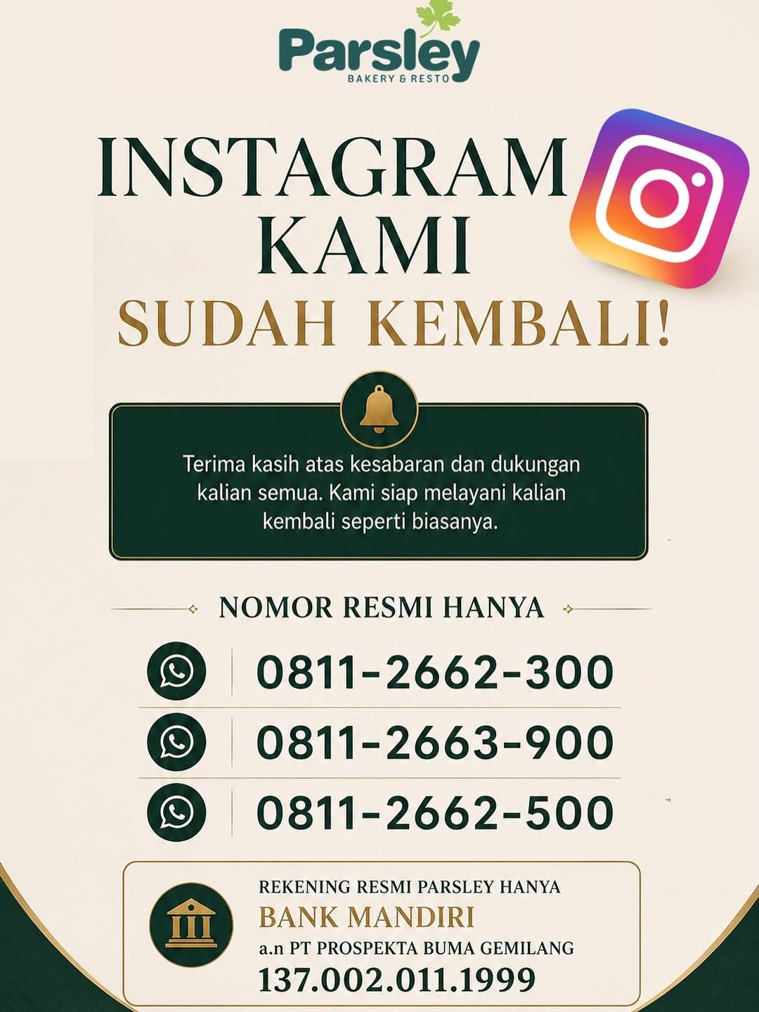 Post 1 by Parsley Bakery Official Account on Instagram (image)