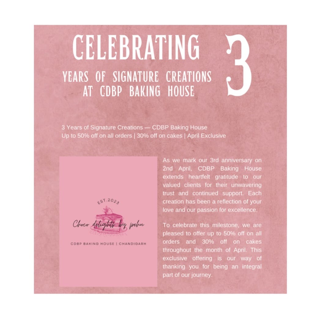 Post 3 by CDBP Baking House | Chandigarh on Instagram (image)