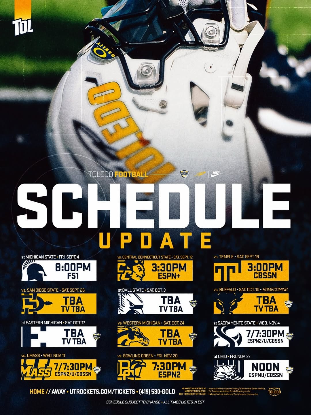 Post 9 by Toledo Football on Instagram (image)