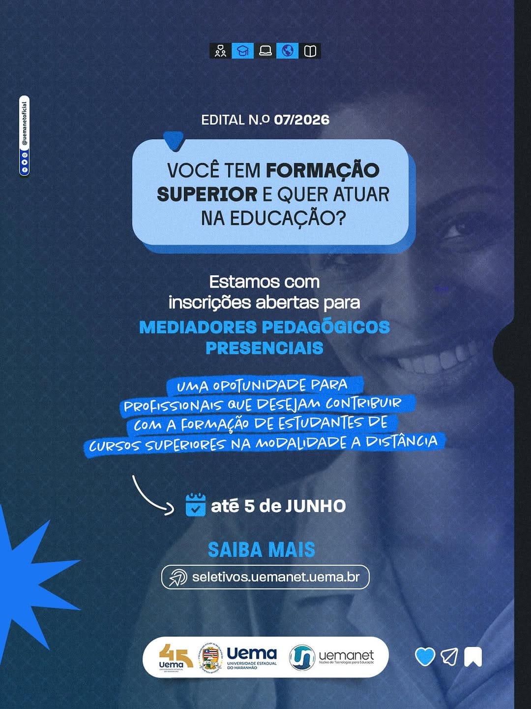 Post 1 by Uemanet - Núcleo de Tecnologias para Educação on Instagram (image)