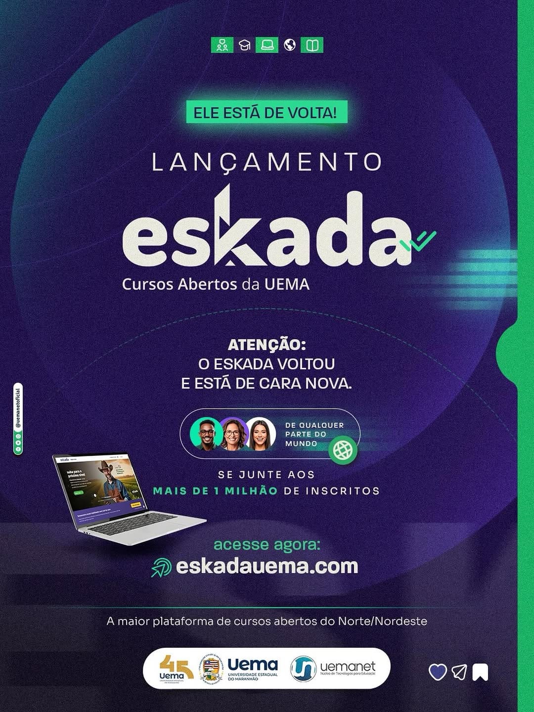 Post 6 by Uemanet - Núcleo de Tecnologias para Educação on Instagram (image)