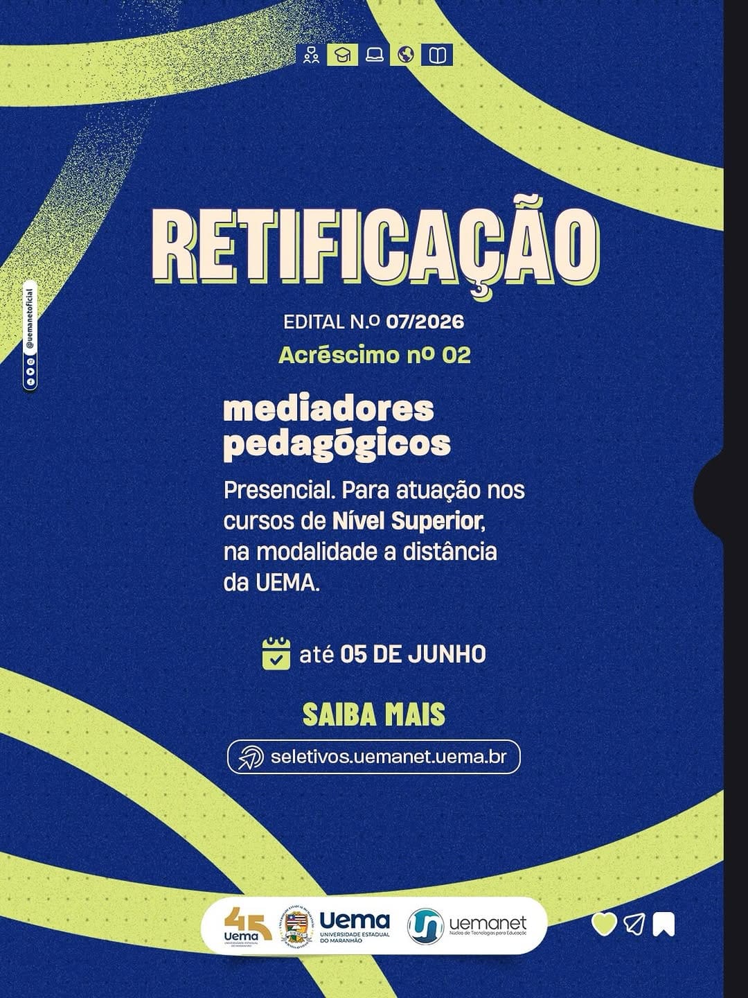 Post 9 by Uemanet - Núcleo de Tecnologias para Educação on Instagram (image)