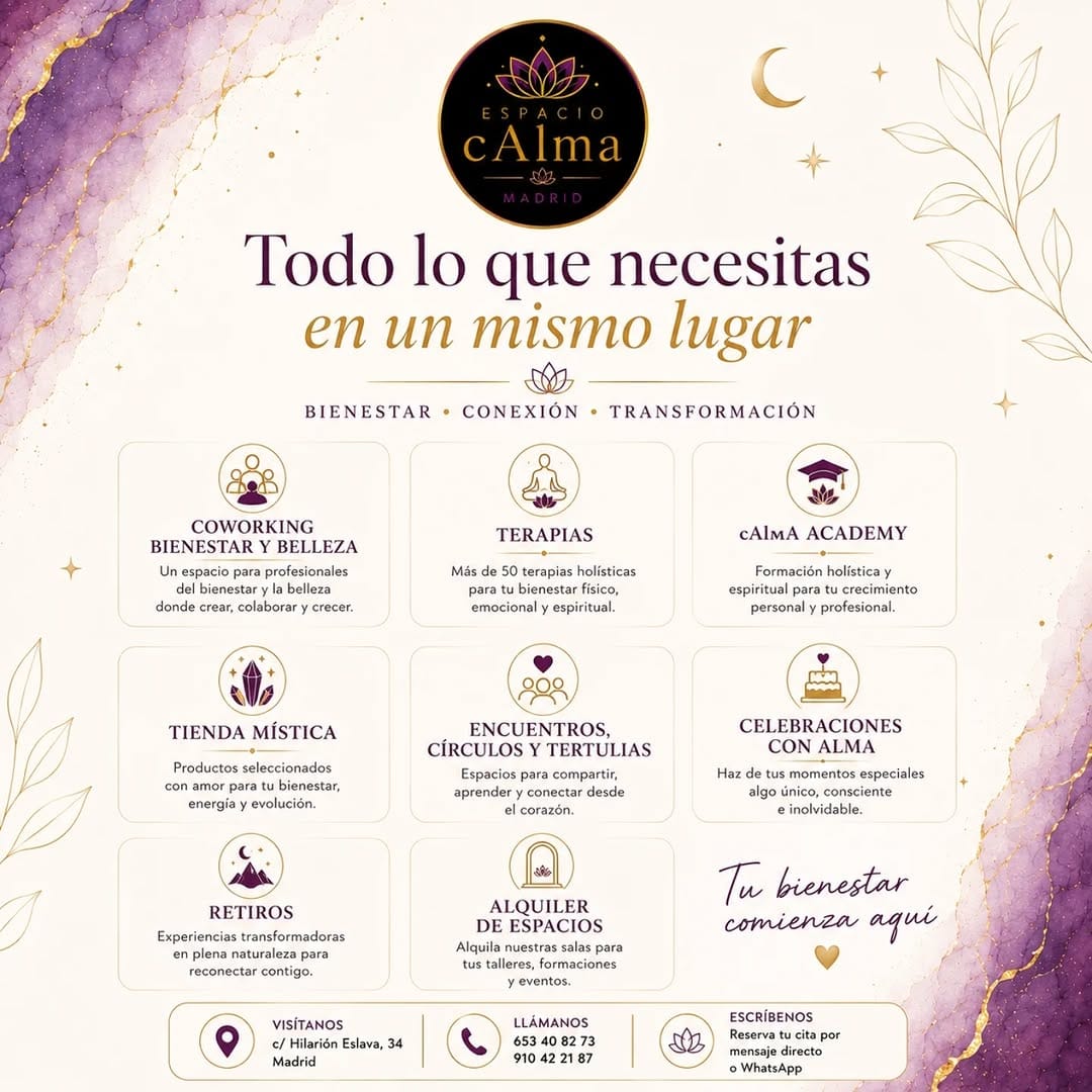 Post 9 by Espacio cAlma | El mayor Espacio y Coworking Holístico de Madrid on Instagram (image)