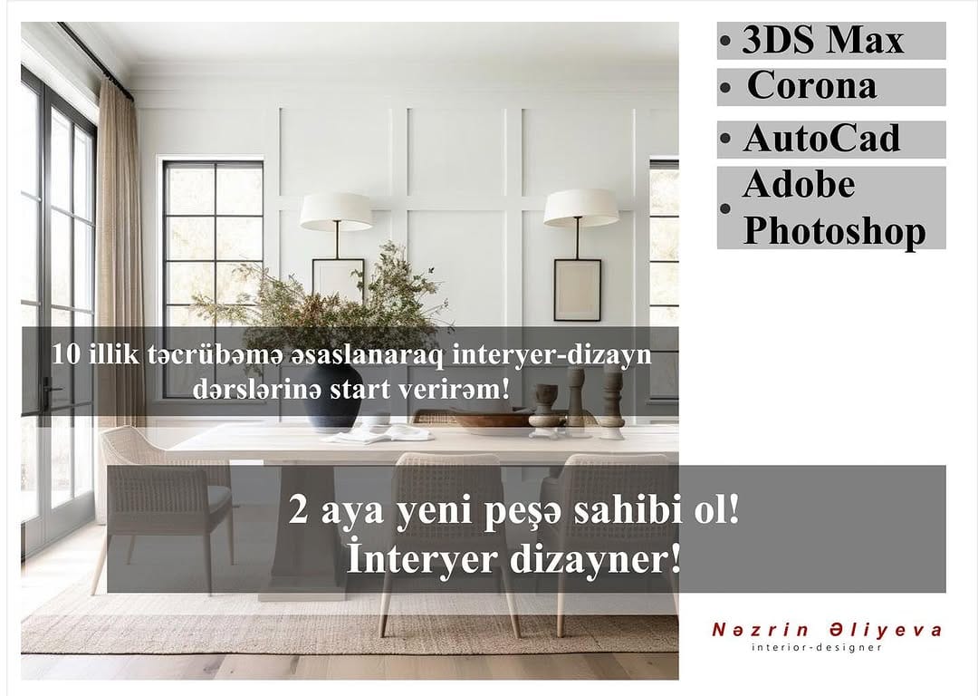 Post 10 by Nezrin Ali /interyer-dizayner/ on Instagram (image)