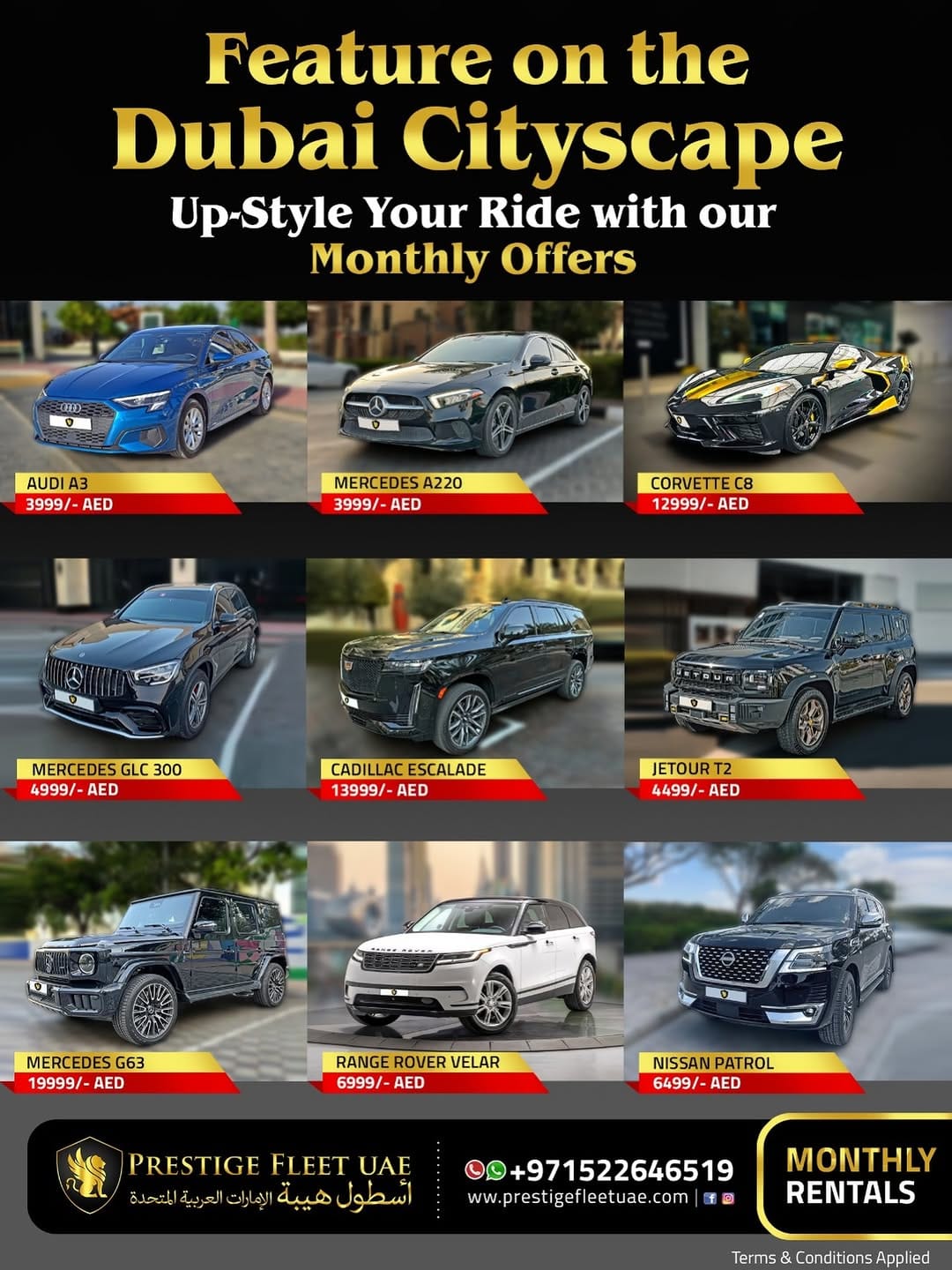 Post 4 by Luxury Car Rental | PrestigefleetUAE on Instagram (image)