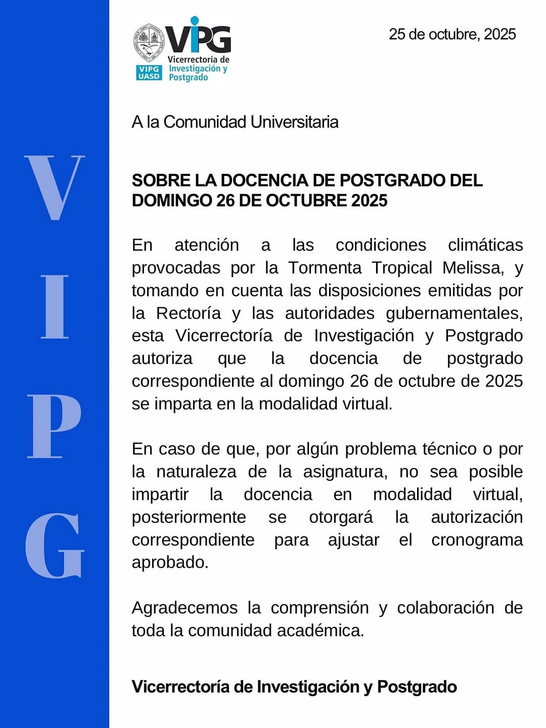 Post 3 by Postgrado UASD • Vicerrectoría de Investigación y Postgrado on Instagram (image)