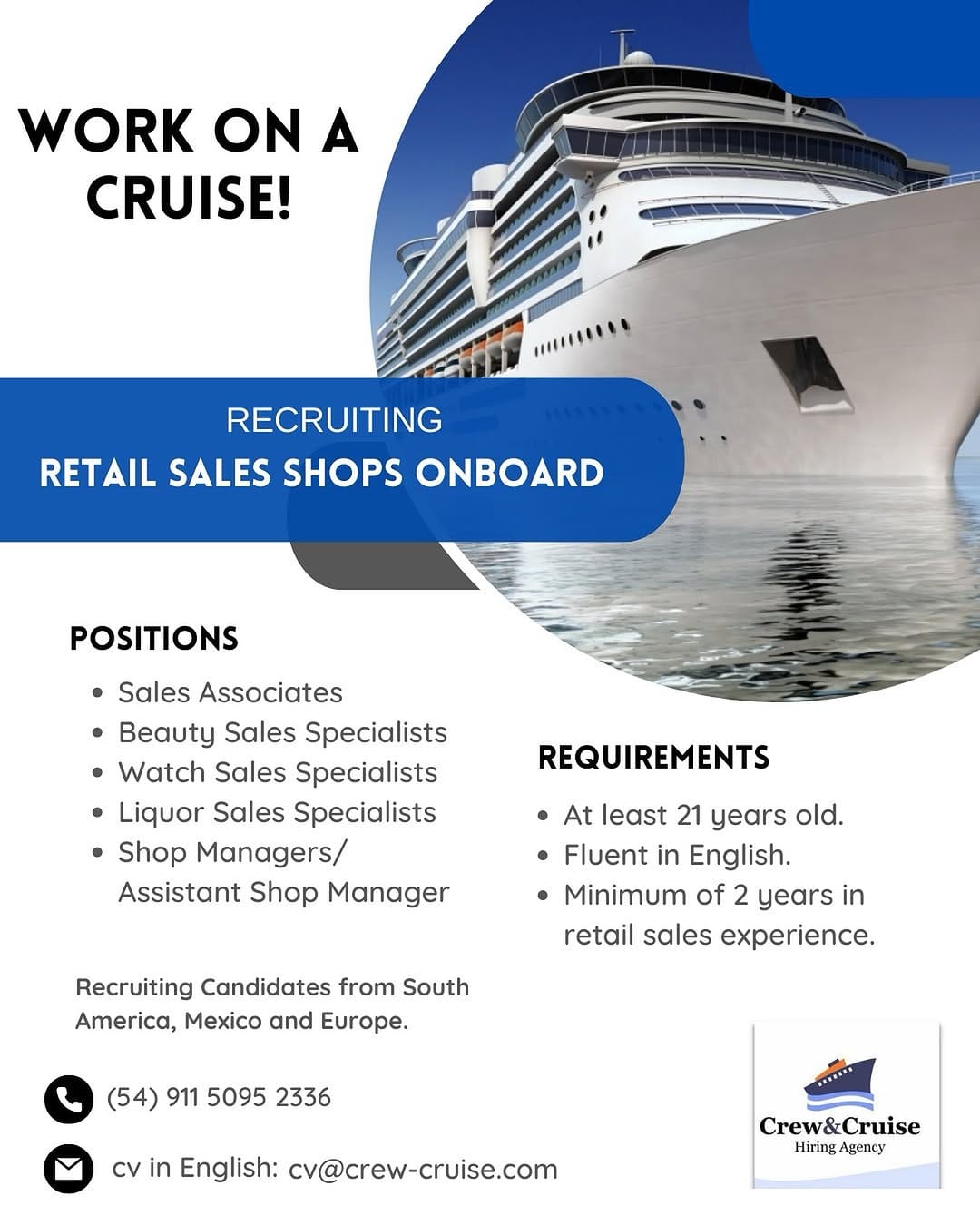 Post 10 by Crew & Cruise - Recruiting for Cruises, Hotels & Tourism on Instagram (image)