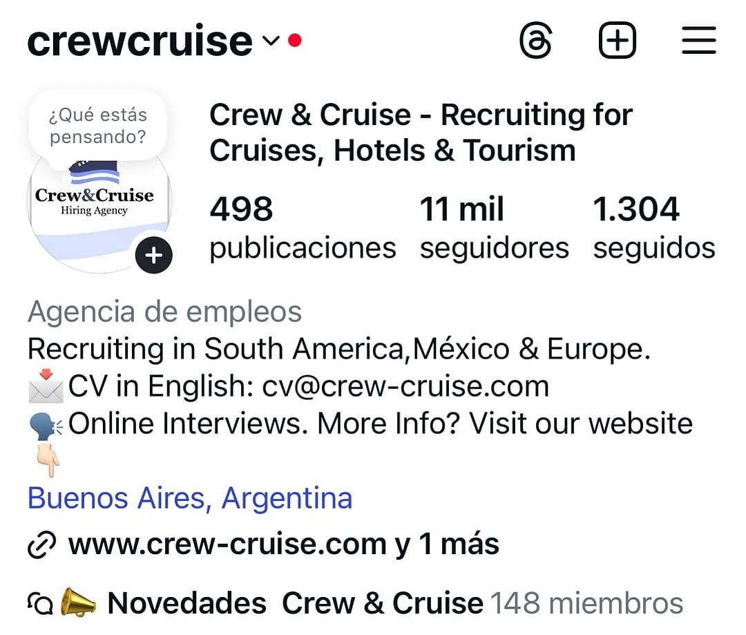 Post 6 by Crew & Cruise - Recruiting for Cruises, Hotels & Tourism on Instagram (image)