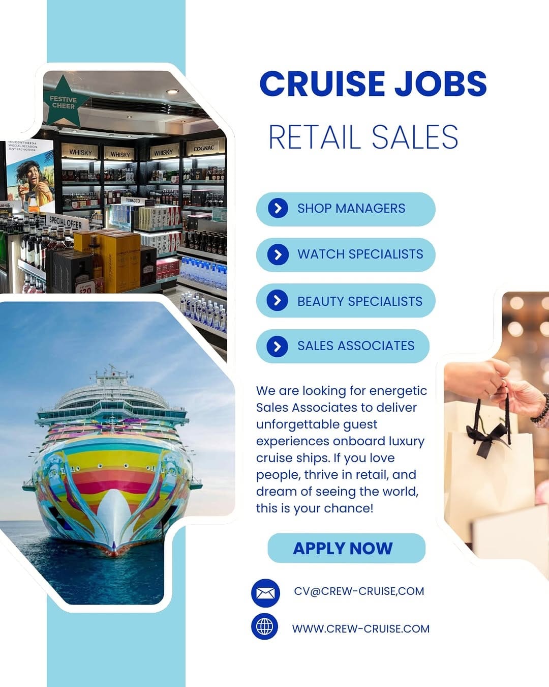 Post 5 by Crew & Cruise - Recruiting for Cruises, Hotels & Tourism on Instagram (image)
