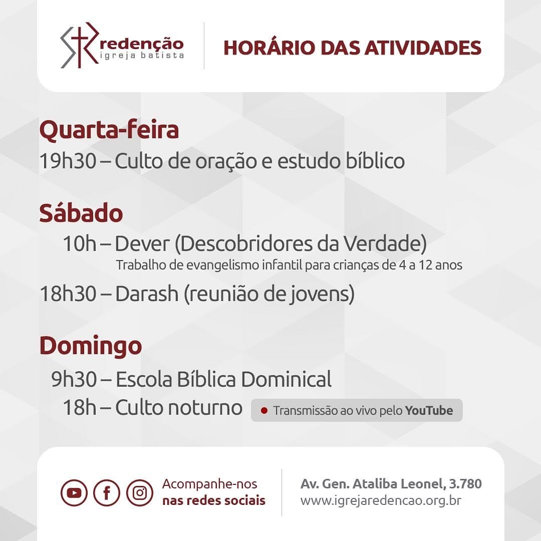 Post 10 by Igreja Batista Redenção on Instagram (image)