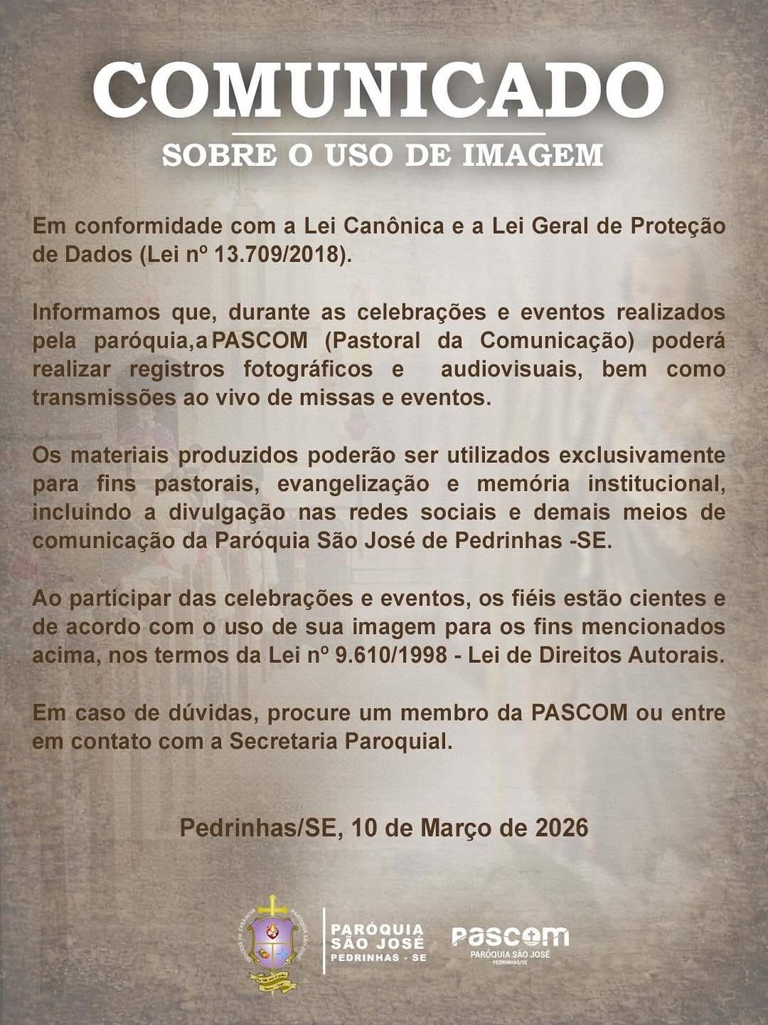 Post 10 by Paróquia São José de Pedrinhas on Instagram (image)