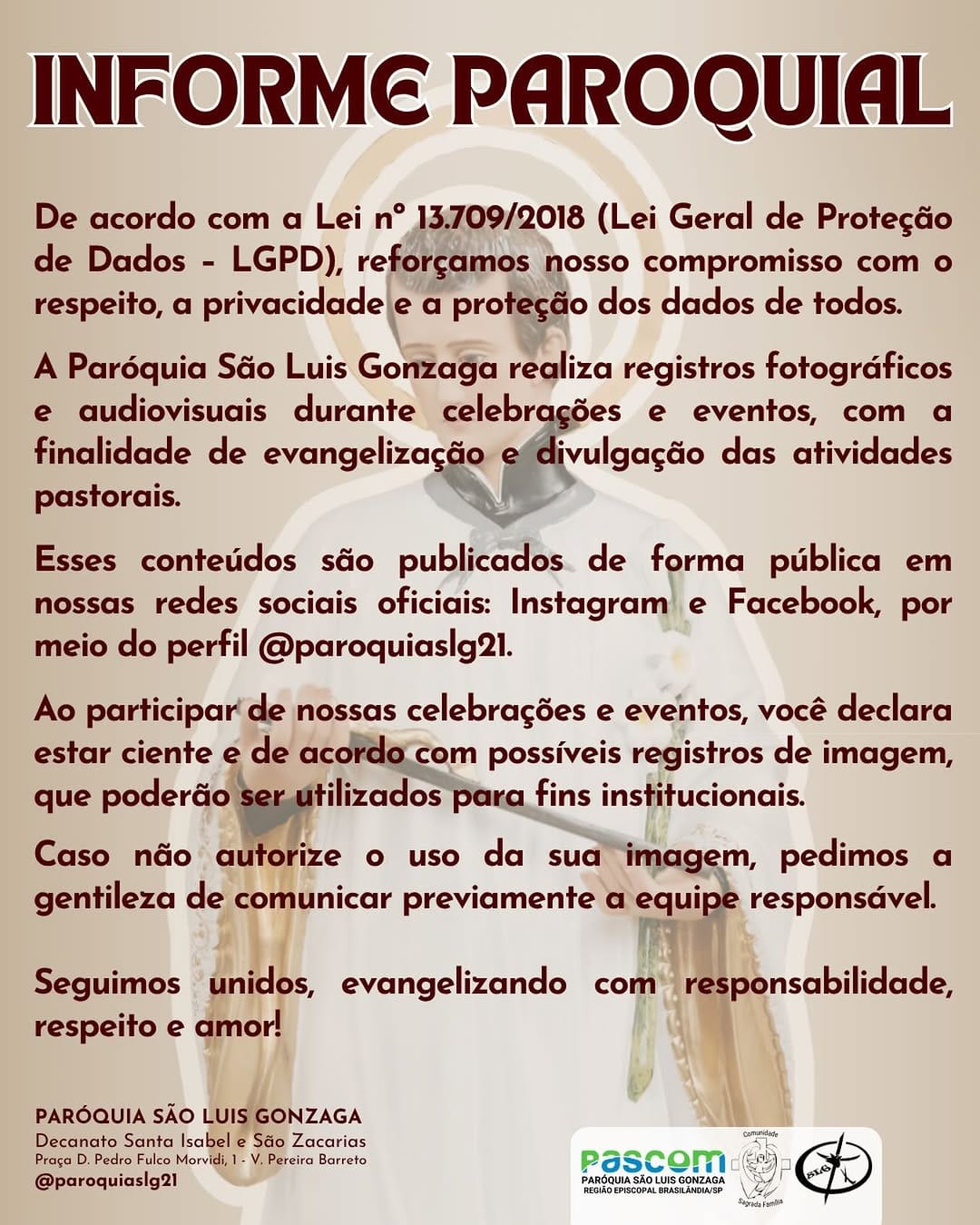 Post 9 by Paróquia São Luis Gonzaga on Instagram (image)