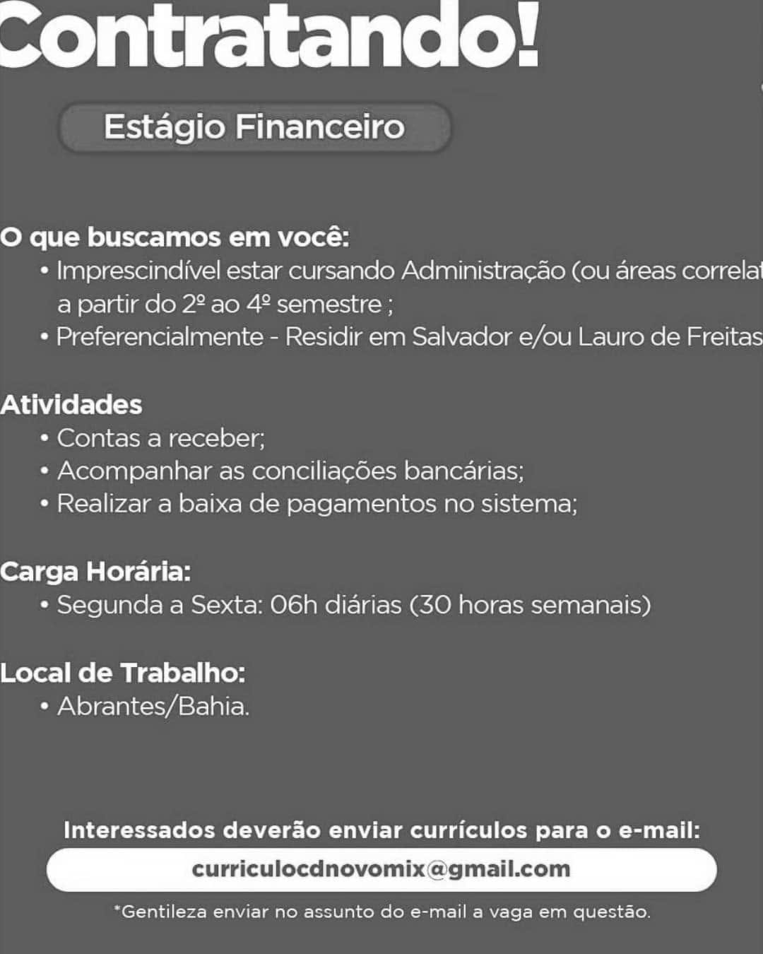 Post 10 by Vagas Emprego Bahia on Instagram (image)
