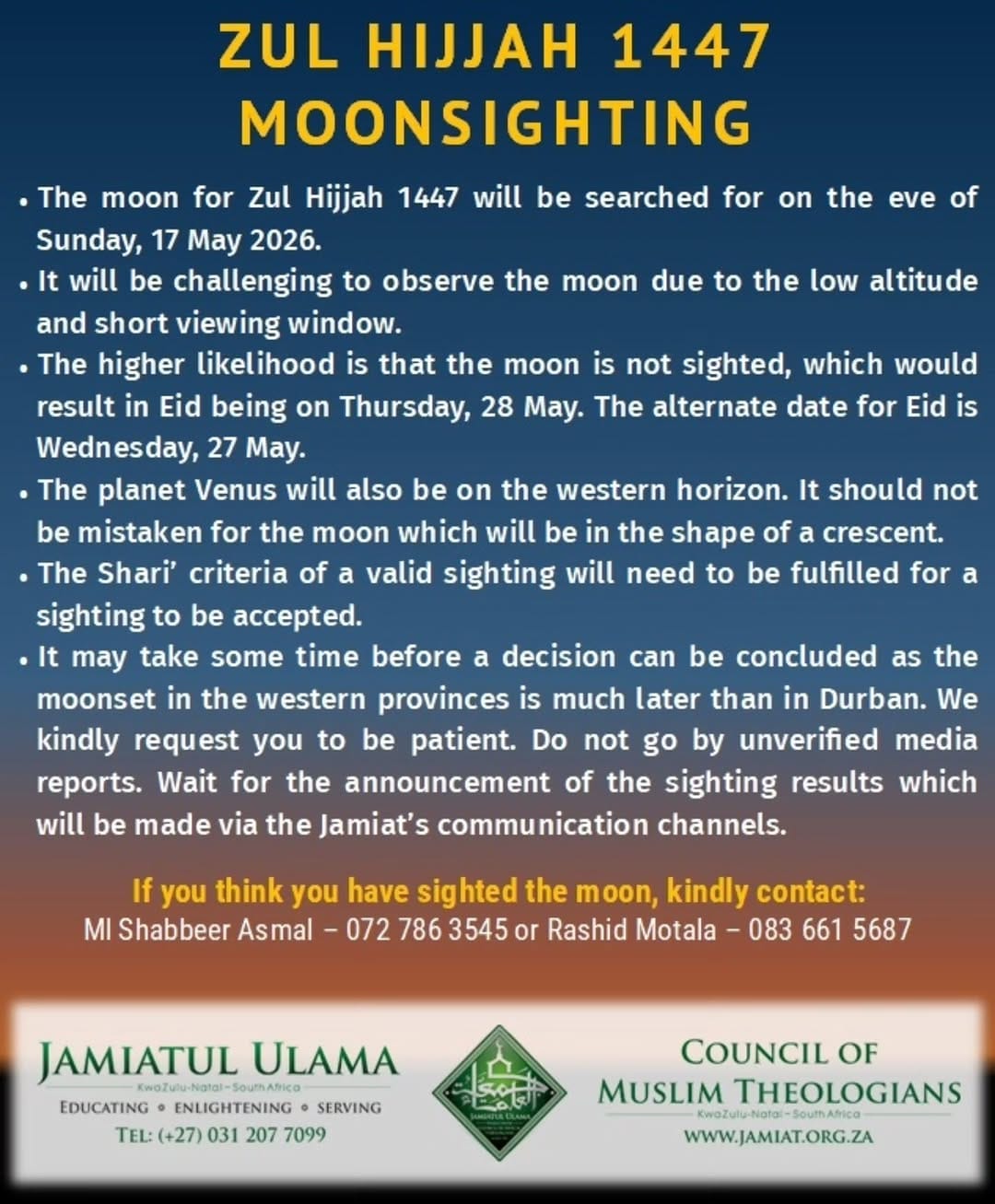 Post 4 by Jamiatul Ulama KZN on Instagram (carousel)