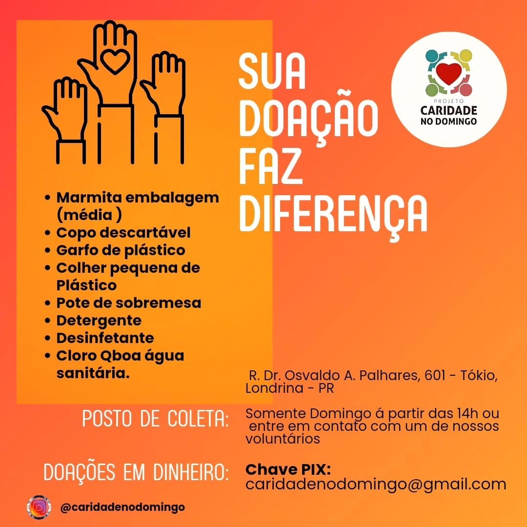 Post 9 by Projeto Caridade no Domingo on Instagram (image)