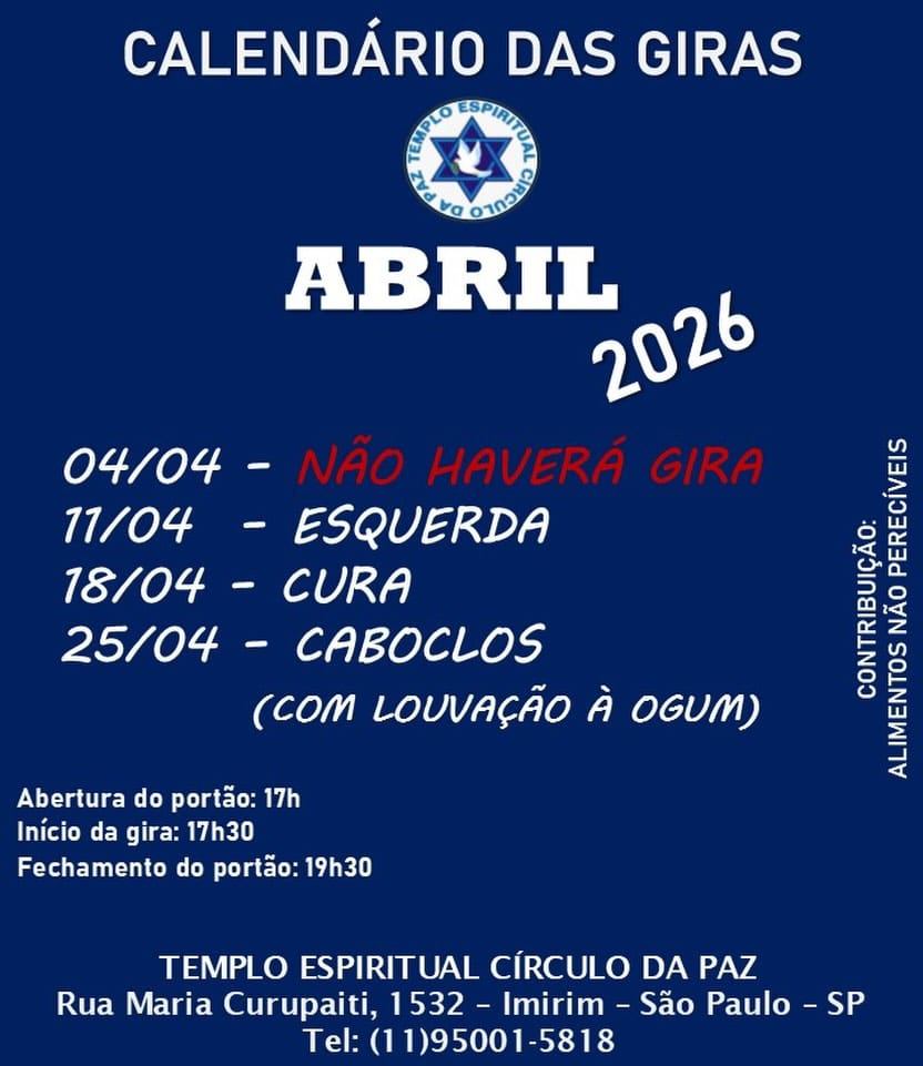 Post 3 by Templo Espiritual Círculo da Paz on Instagram (image)