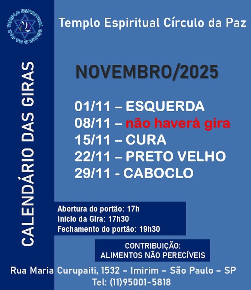 Post 8 by Templo Espiritual Círculo da Paz on Instagram (image)
