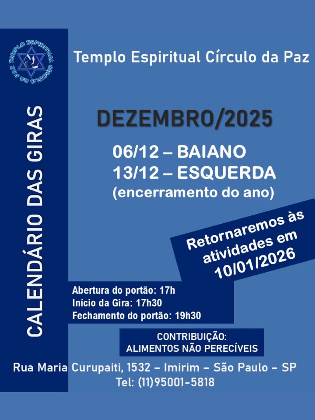 Post 7 by Templo Espiritual Círculo da Paz on Instagram (image)