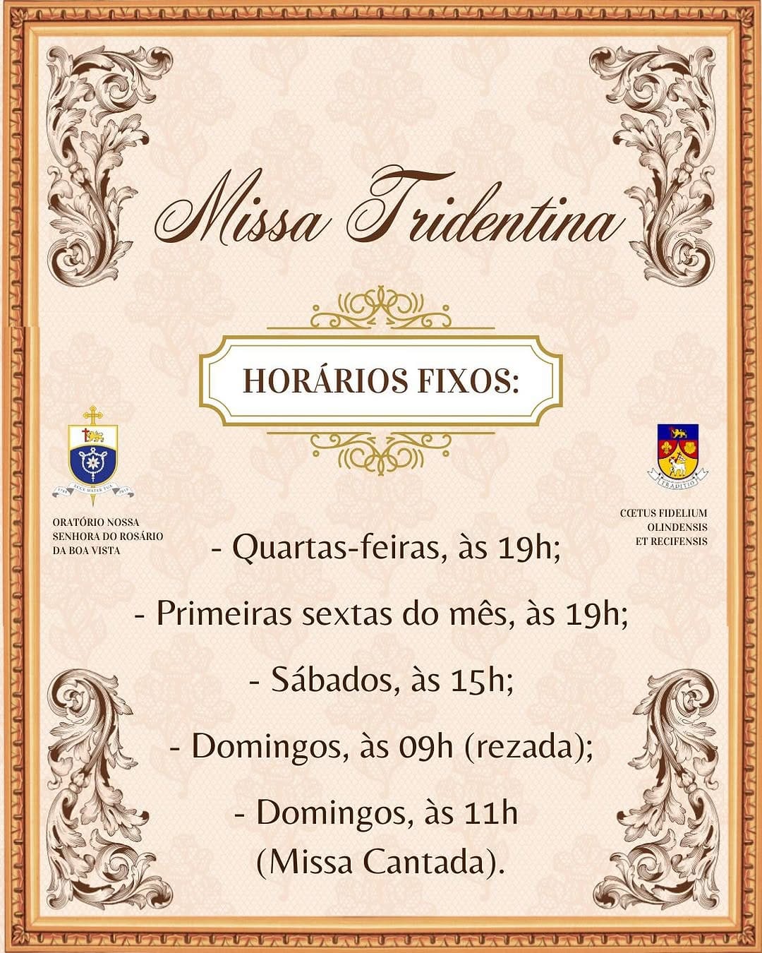 Post 8 by Missa Tridentina no Recife on Instagram (image)