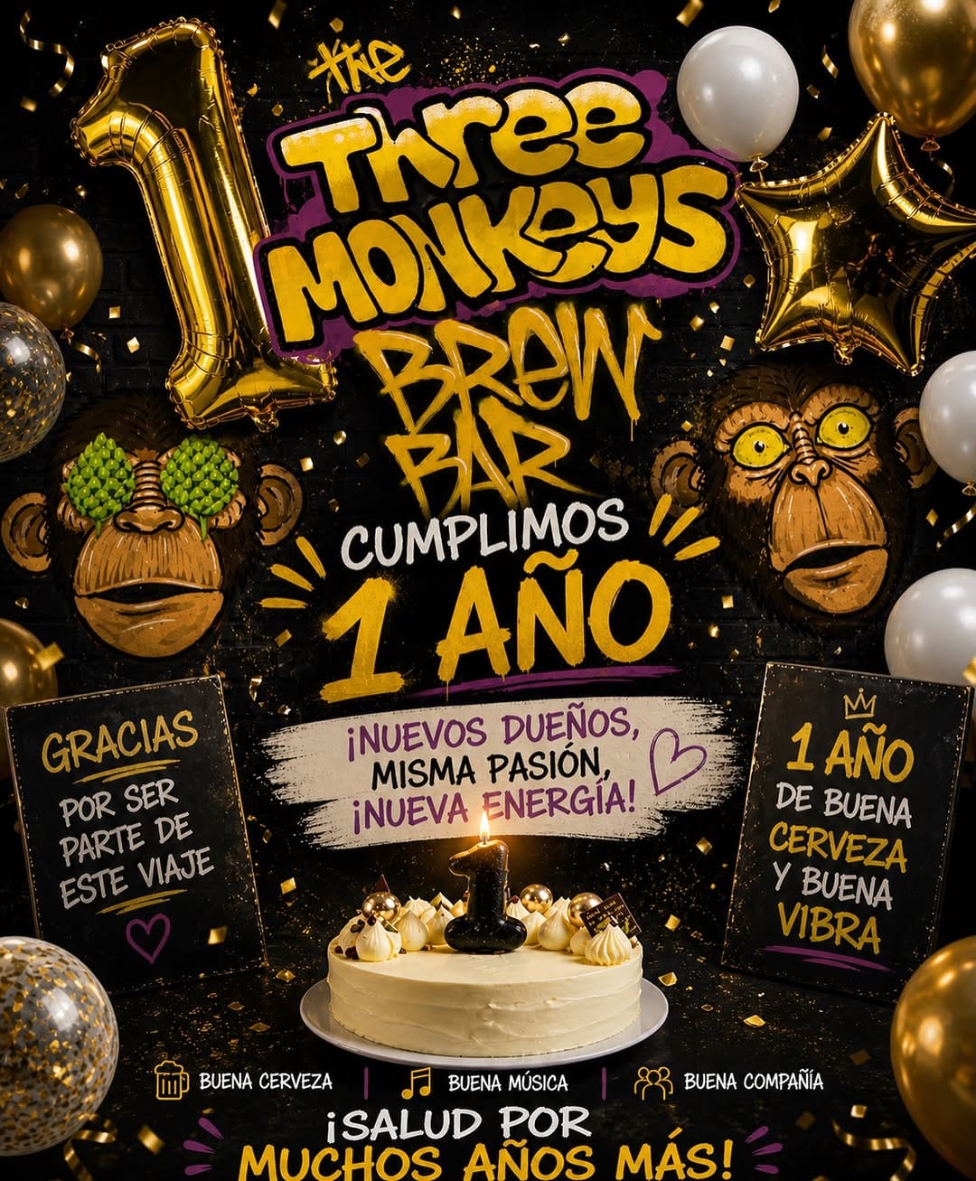 Post 1 by @threemonkeysbrewbar on Instagram (image)
