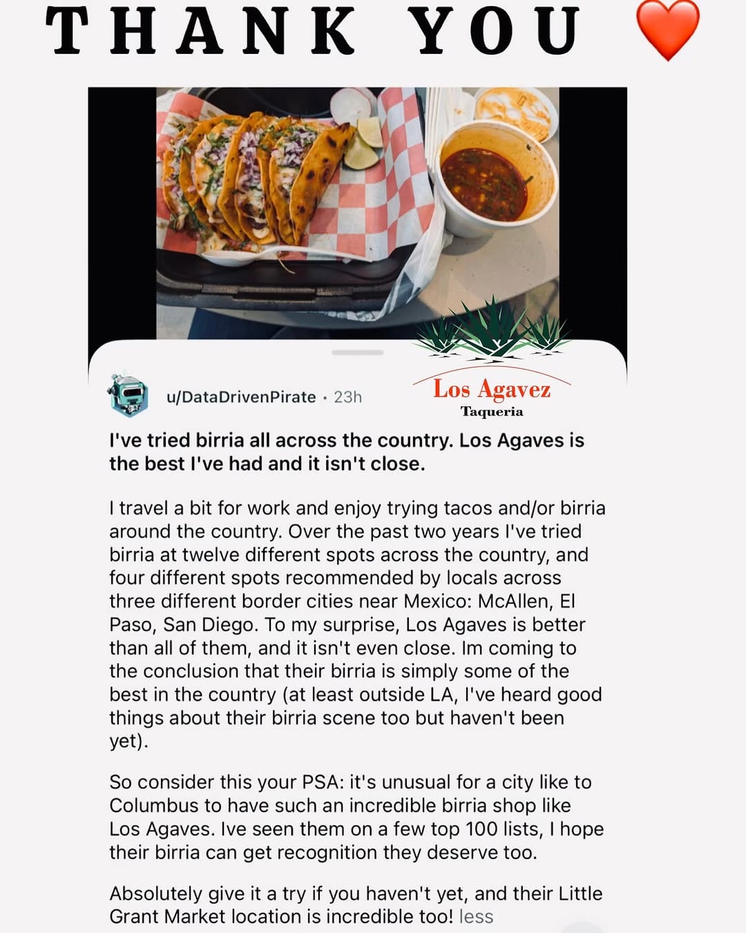 Post 8 by Los Agavez Taqueria on Instagram (image)