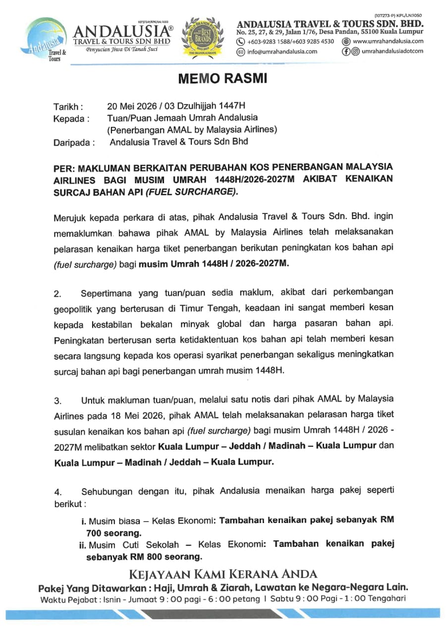 Post 7 by Andalusia Muar Umrah on TikTok (video)