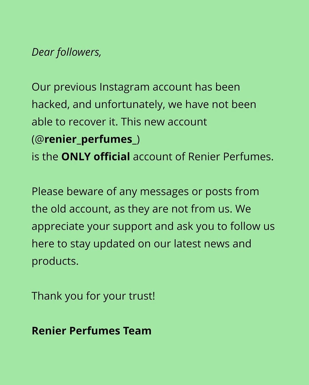 Post 10 by Renier Perfumes on Instagram (image)