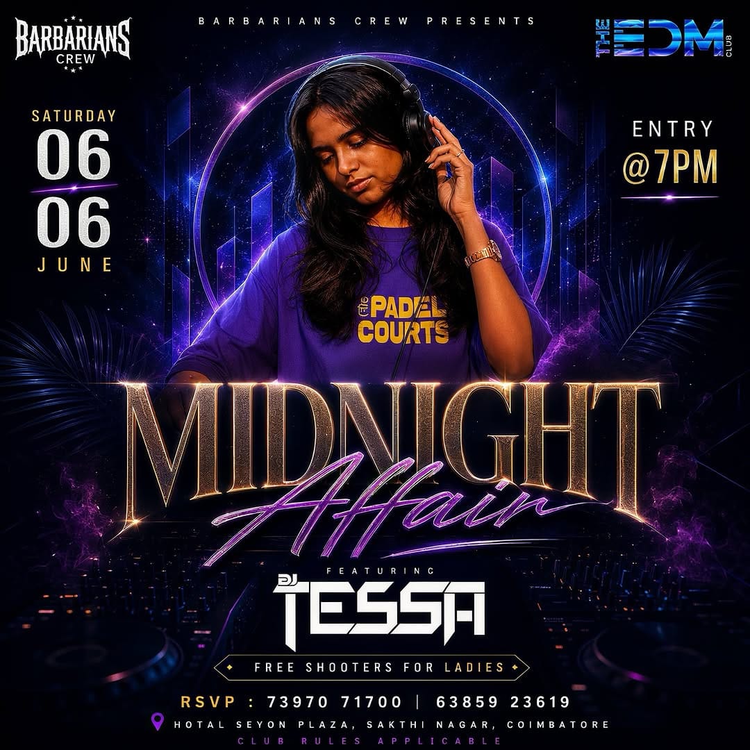 Post 1 by Edm Club | Coimbatore | Bar | Night Club | Restaurant | Events on Instagram (image)