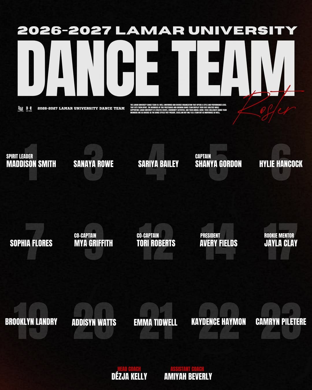 Post 3 by Lamar University Dance Team on Instagram (image)