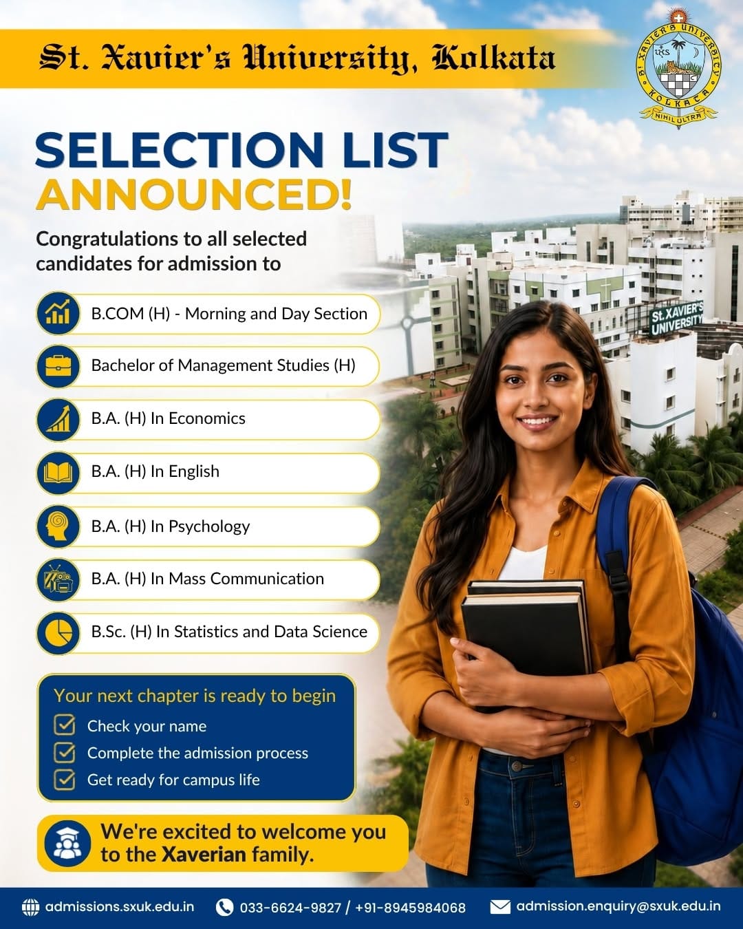 Post 3 by St. Xavier’s University on Instagram (image)