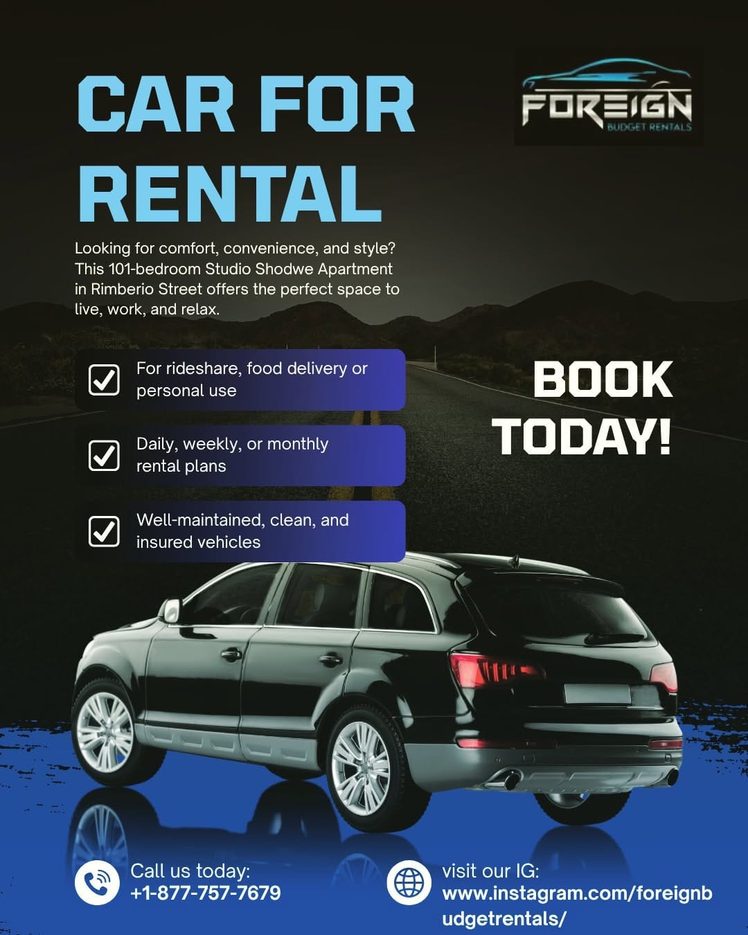 Post 3 by Foreign Budget Rentals LLC on Instagram (image)