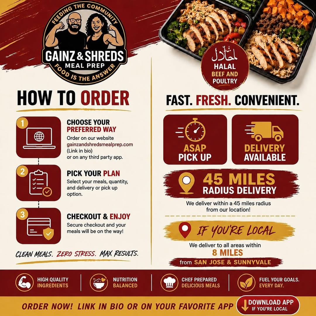 Post 7 by Gainz and Shreds Meal Prep®️ | San Jose | health food service on Instagram (image)