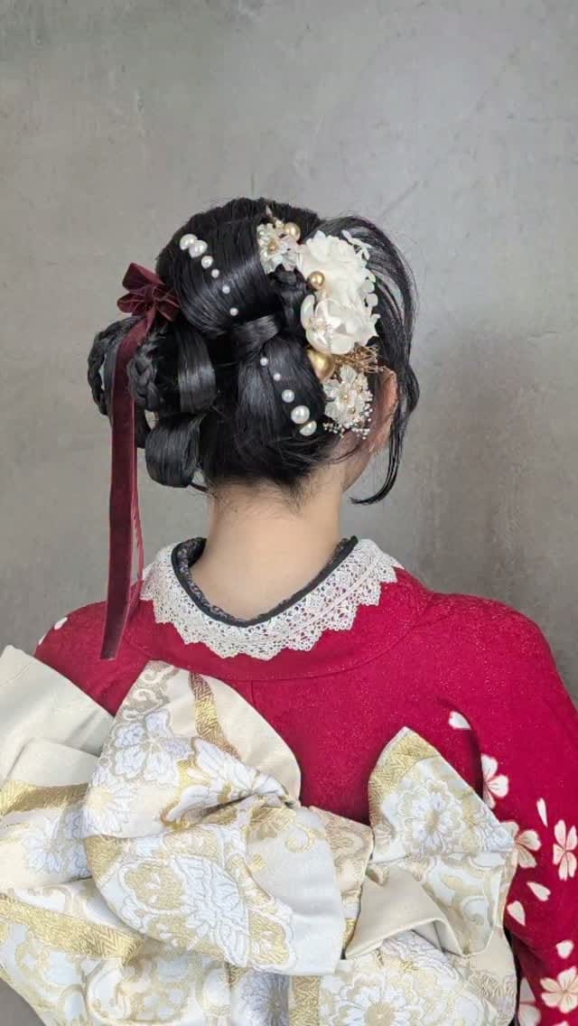 Post 3 by ayumi｜春日井｜リボンヘア / 成人式ヘア / ヘアセット on Instagram (video)