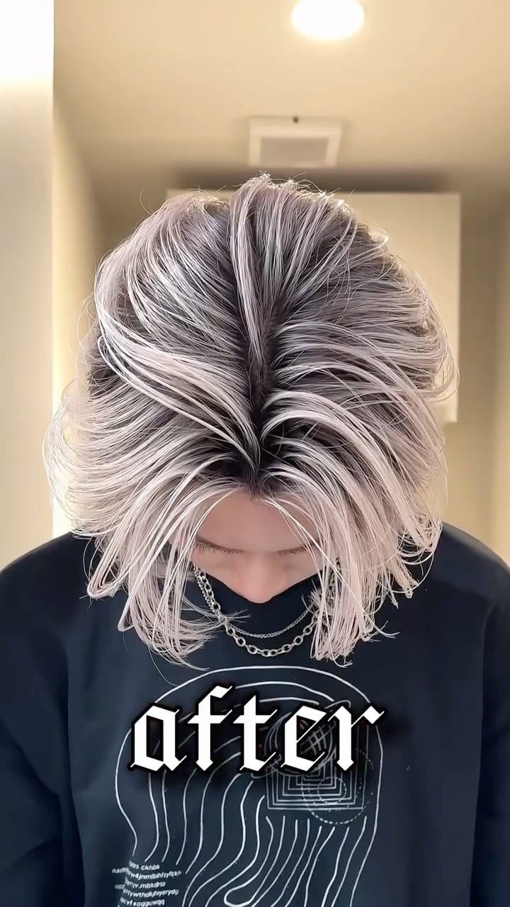 Post 9 by 大野龍太/海外ヘア/センターパート/バレイヤージュ/外国人風カラー/テーパーフェード on Instagram (video)